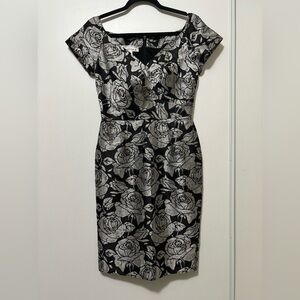 Chetta B Floral Black and Silver Dress